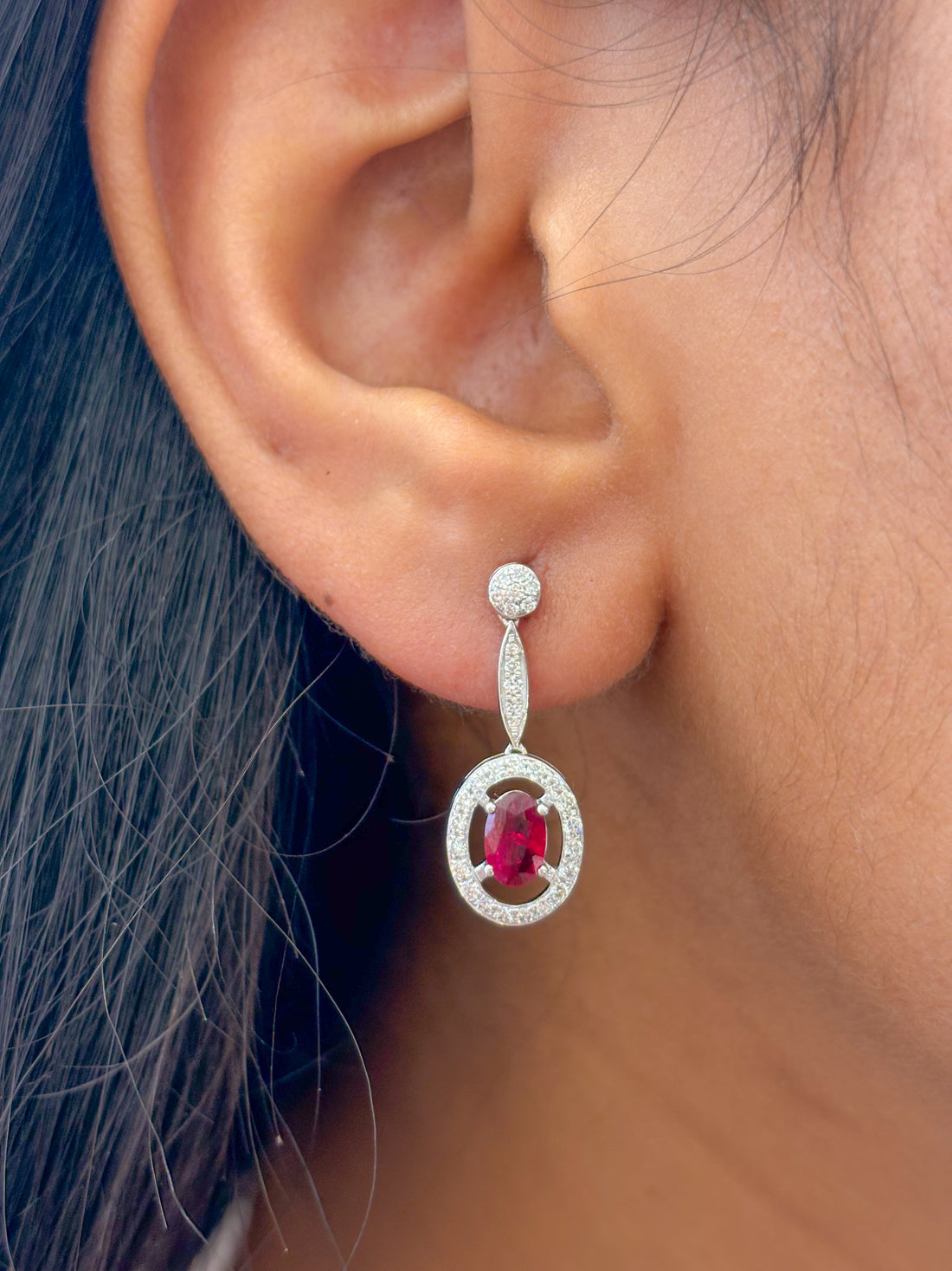 JPERG-2364/8422 Ruby Diamond Earring | 18K