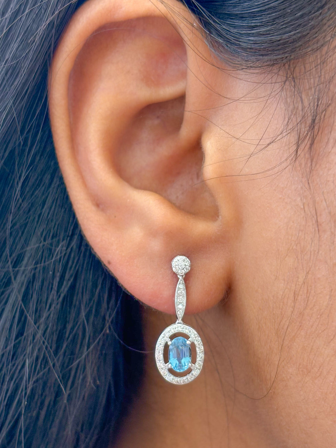 JPERG-2365/8423 Aquamarine Diamond Earring | 18K