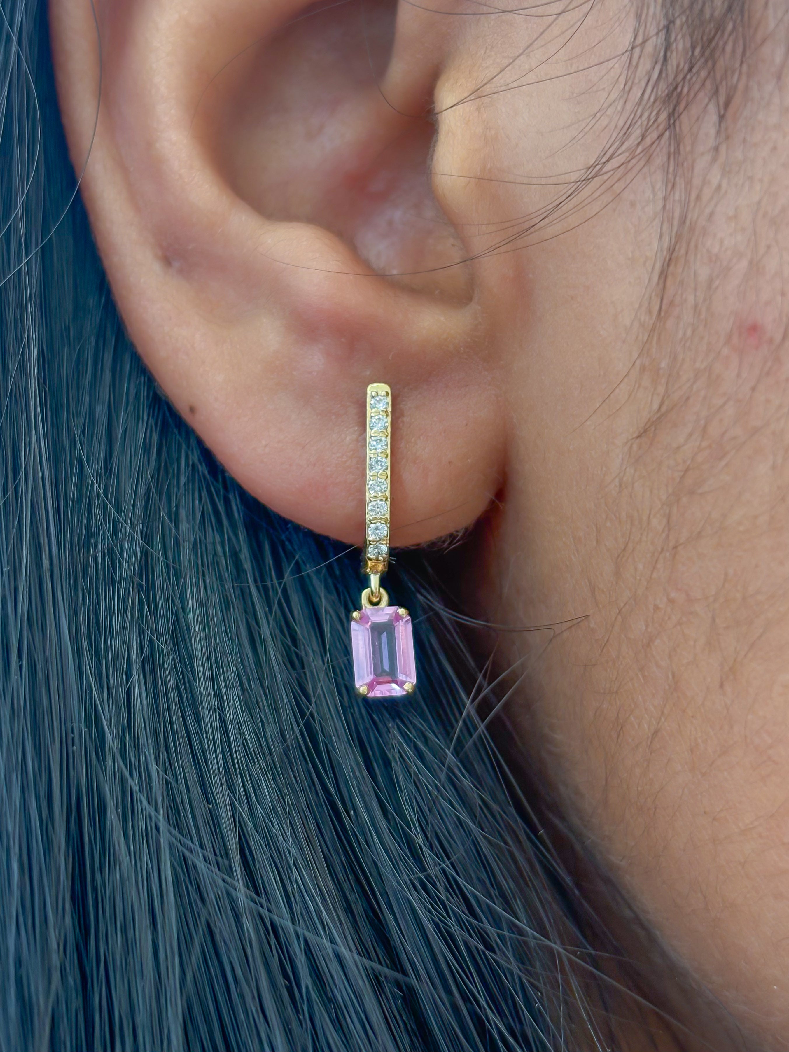 JPERG-2372/8442 Pink Sapphire Diamond Earring | 18K