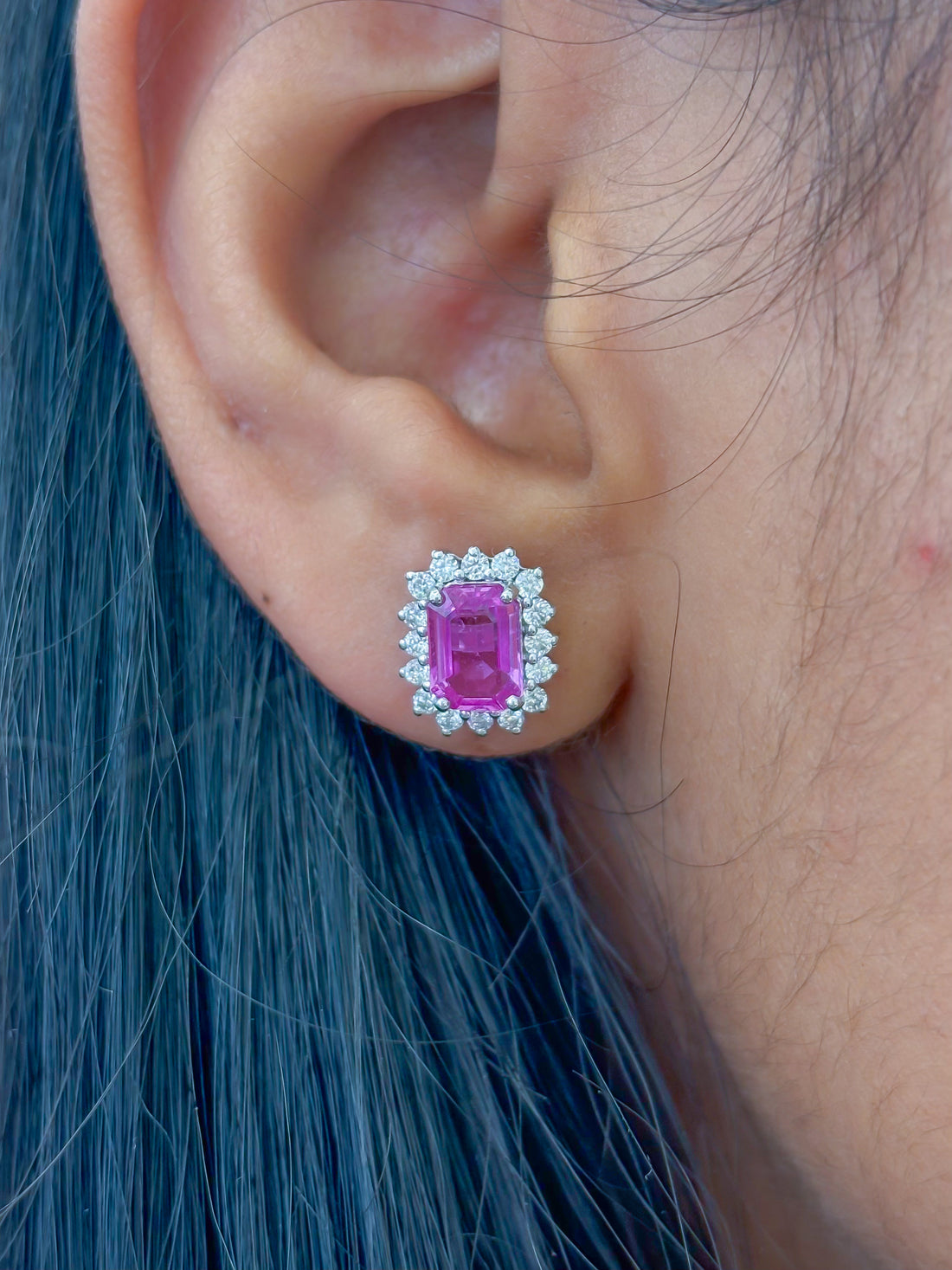 JPERG-2374/8444 Pink Sapphire Diamond Earring | 18K