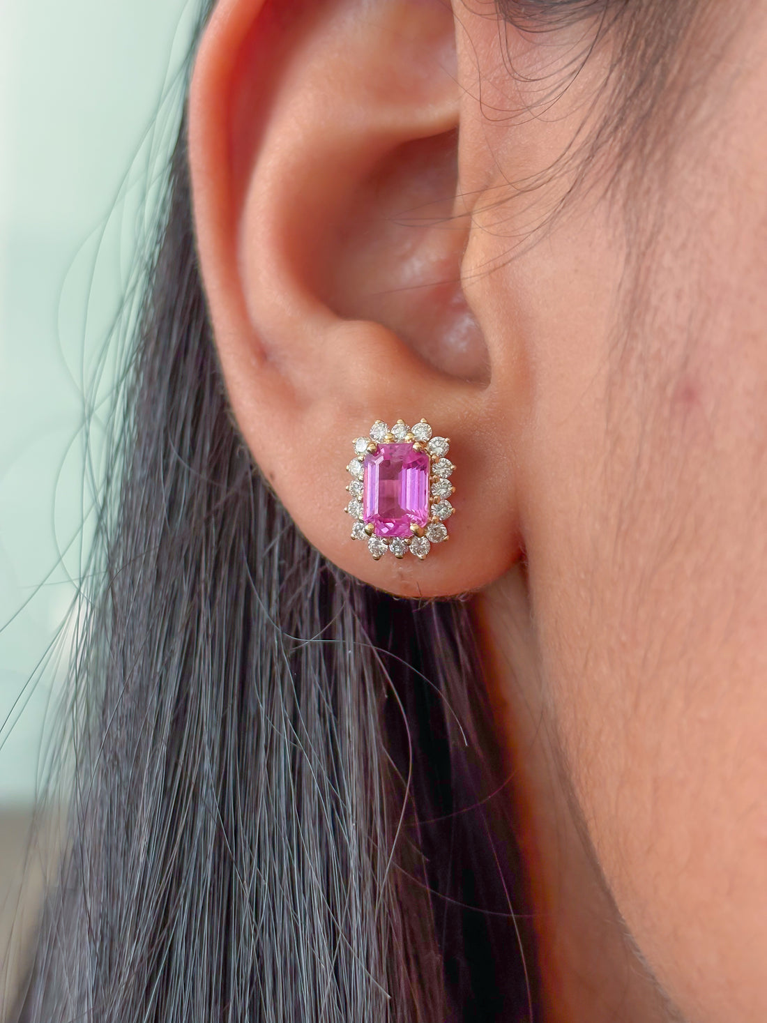 JPERG-2377/8459 Pink Sapphire Diamond Earring | 18K