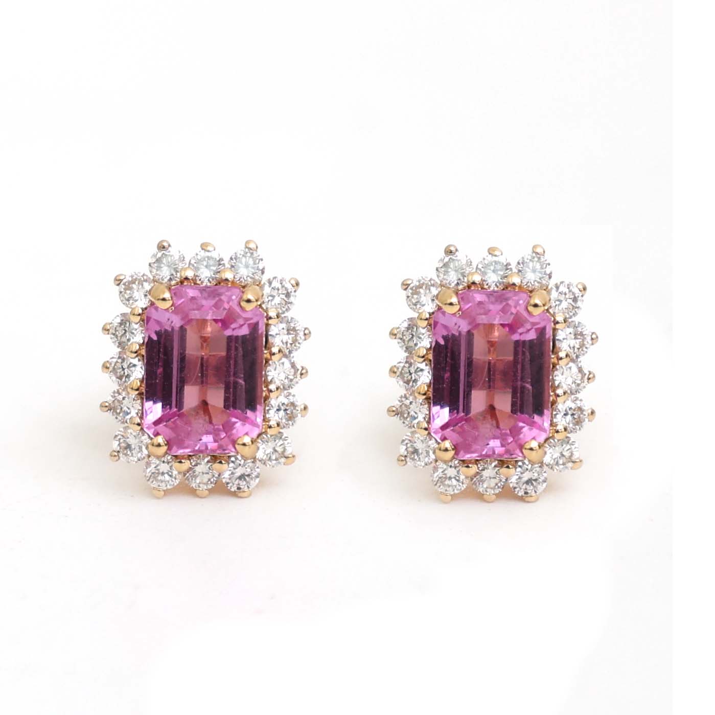 JPERG-2377/8459 Pink Sapphire Diamond Earring | 18K