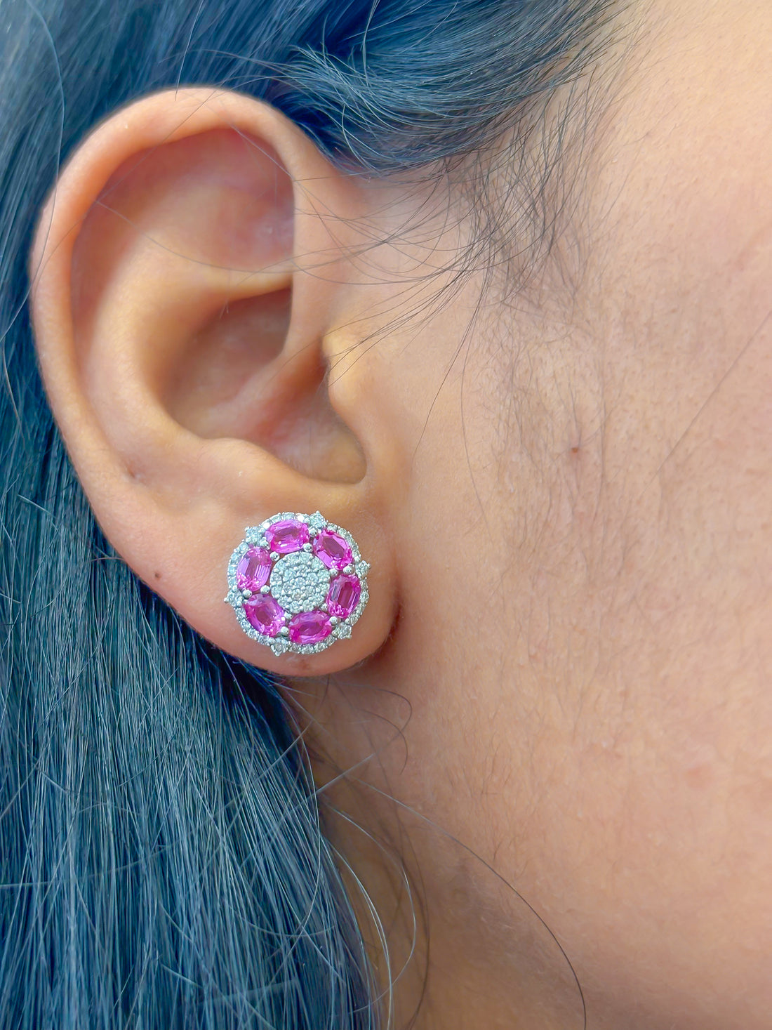 JPERG-2380/8464 Pink Sapphire Diamond Earring | 18K