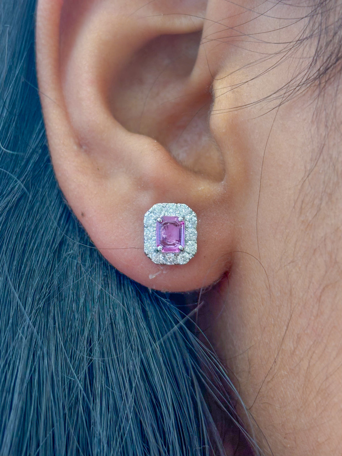 JPERG-2382/8500 Pink Sapphire Diamond Earring | 14K