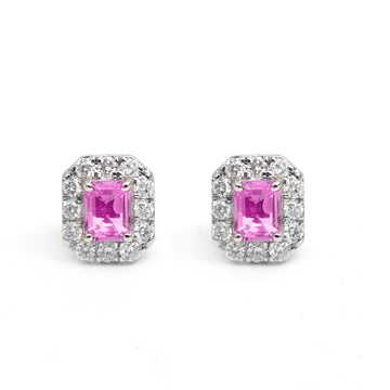 JPERG-2382/8500 Pink Sapphire Diamond Earring | 14K