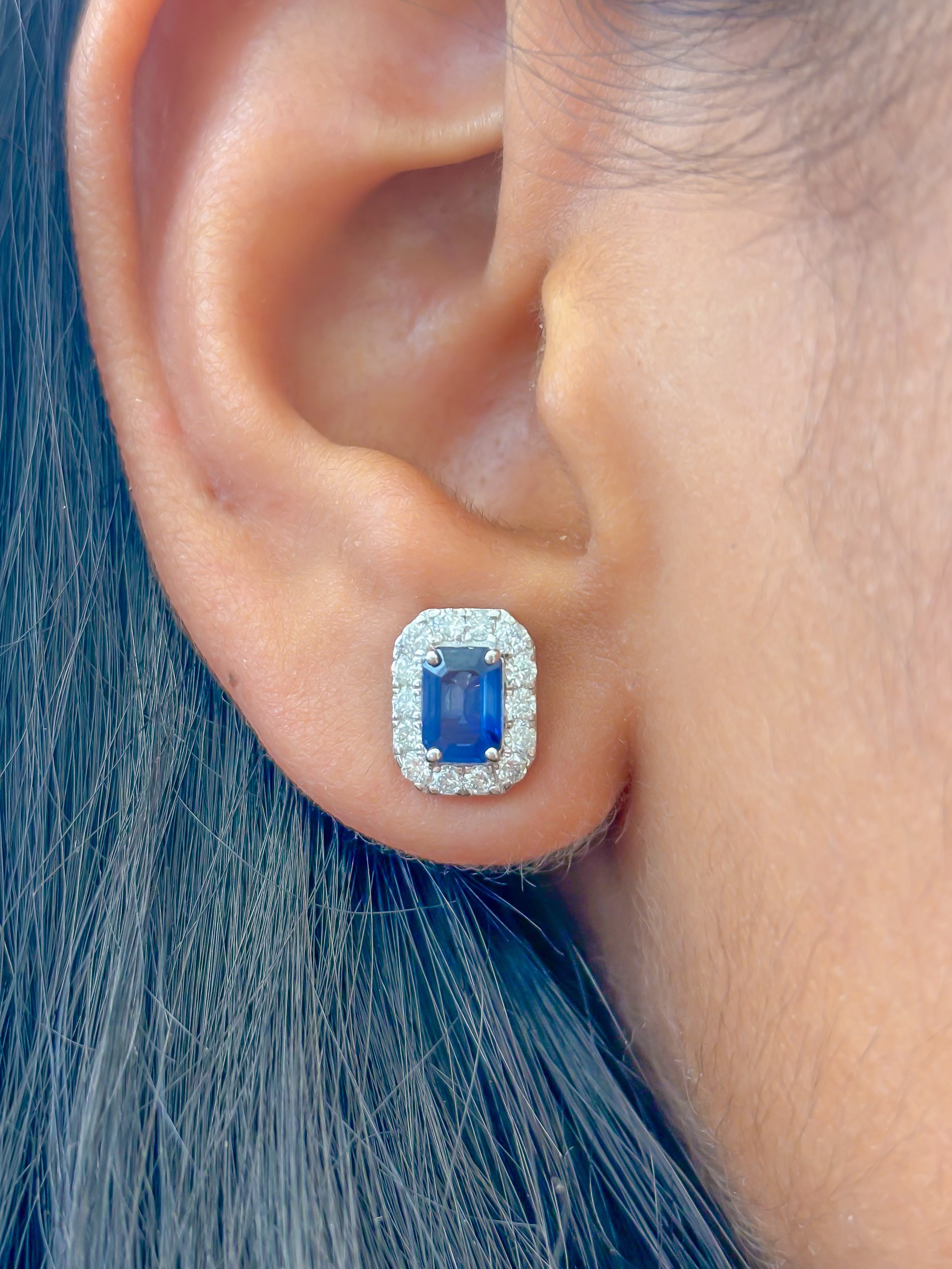 JPERG-2383/8501 Blue Sapphire Diamond Earring | 14K