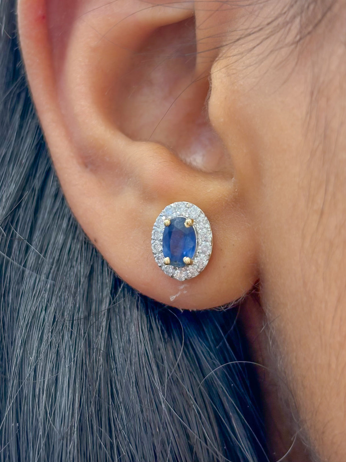 JPERG-2384/8502 Blue Sapphire Diamond Earring | 14K