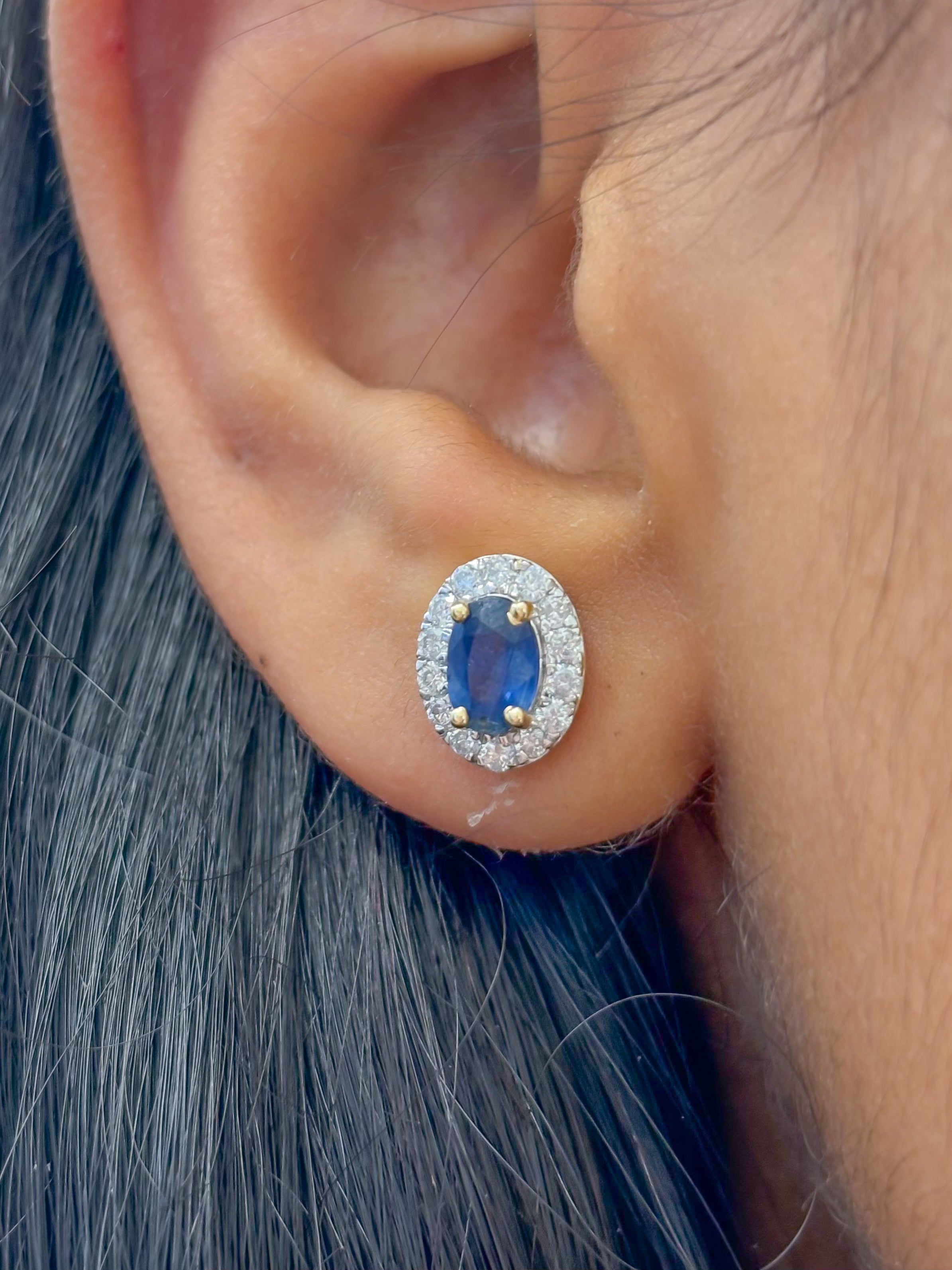 JPERG-2384/8502 Blue Sapphire Diamond Earring | 14K