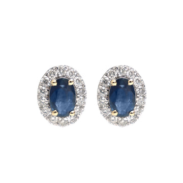 JPERG-2384/8502 Blue Sapphire Diamond Earring | 14K