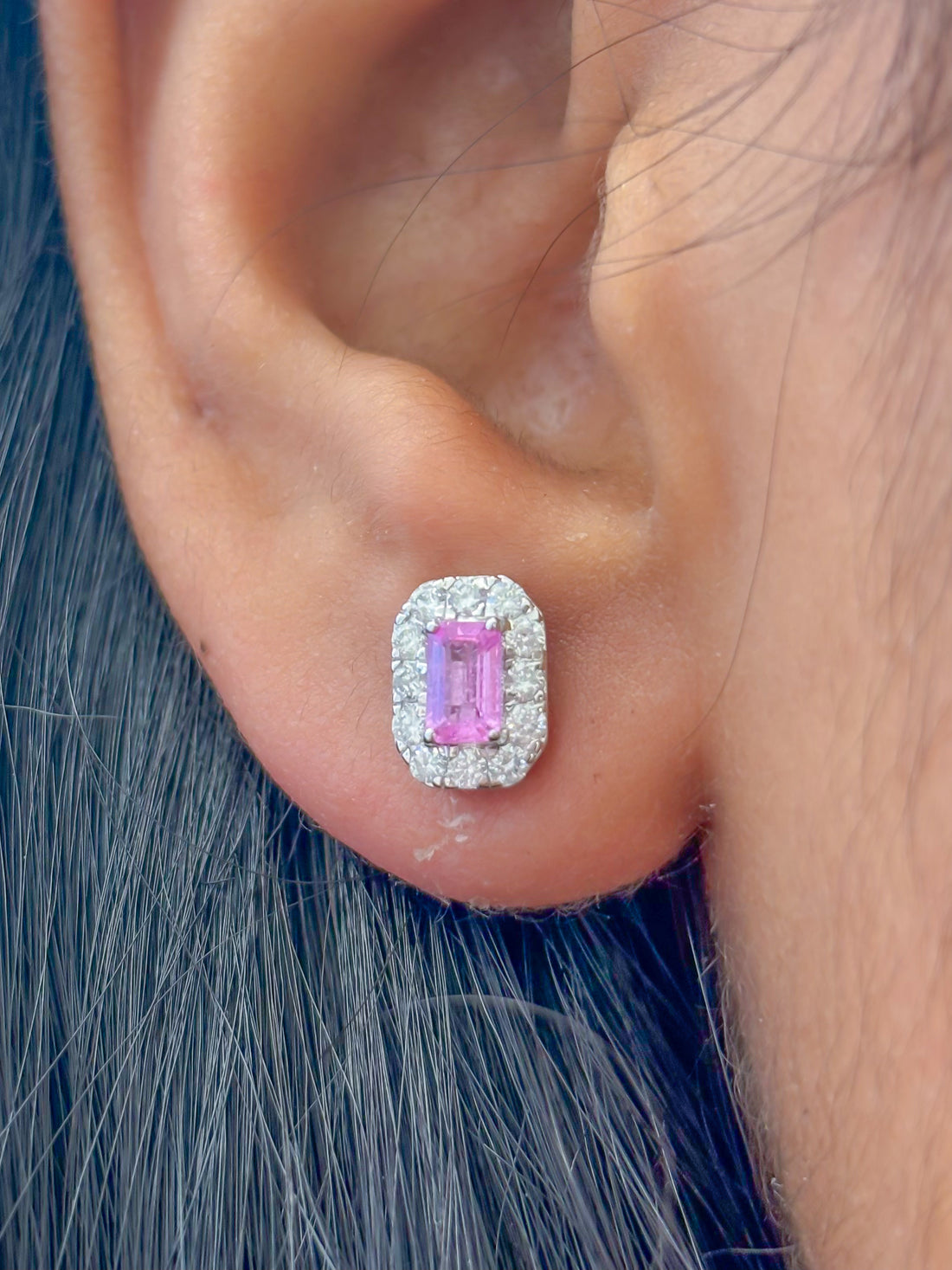JPERG-2390/8508 Pink Sapphire Diamond Earring | 14K