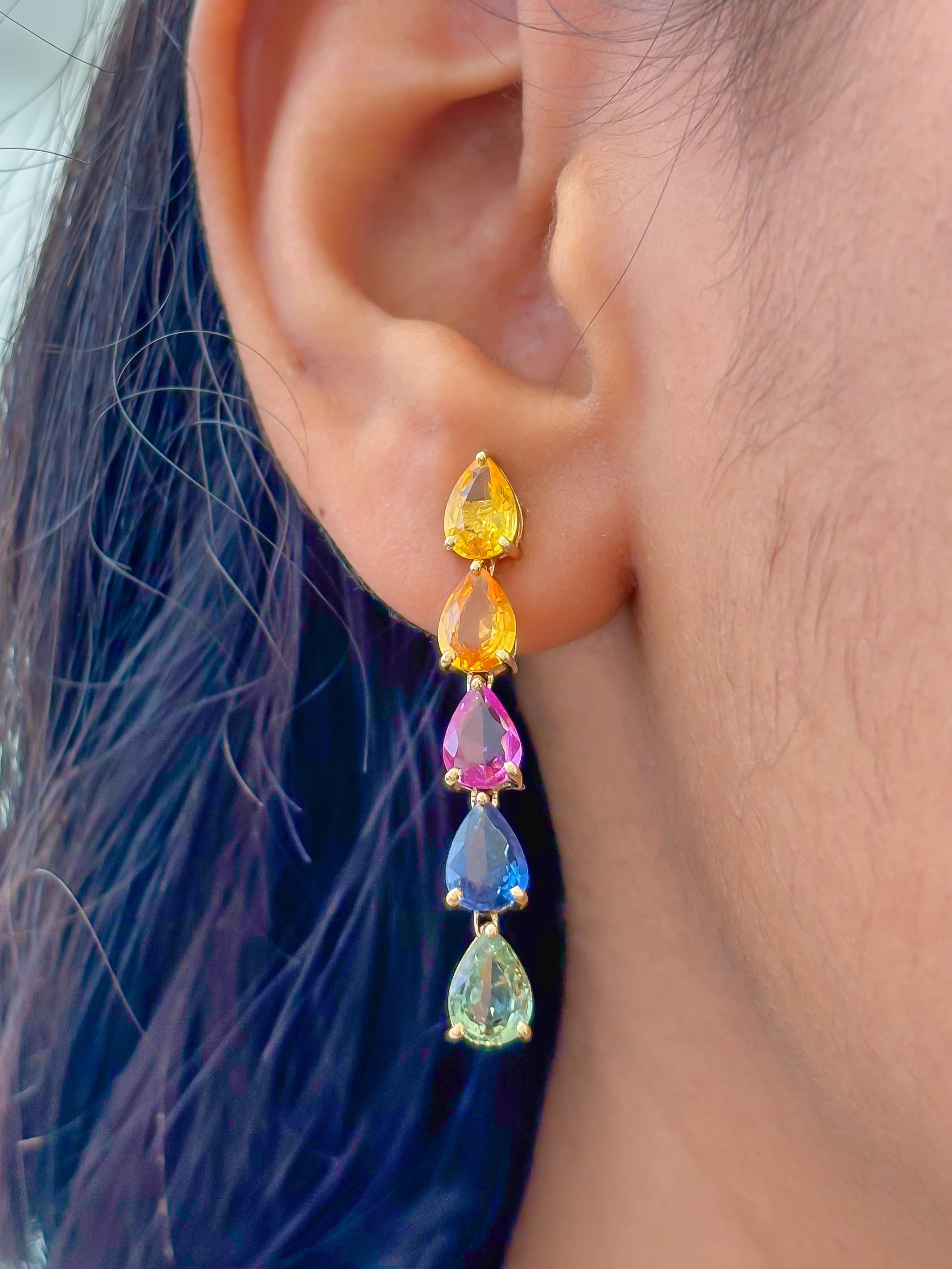 JPERG-2414/8631 Rainbow Sapphire Earring | 14K