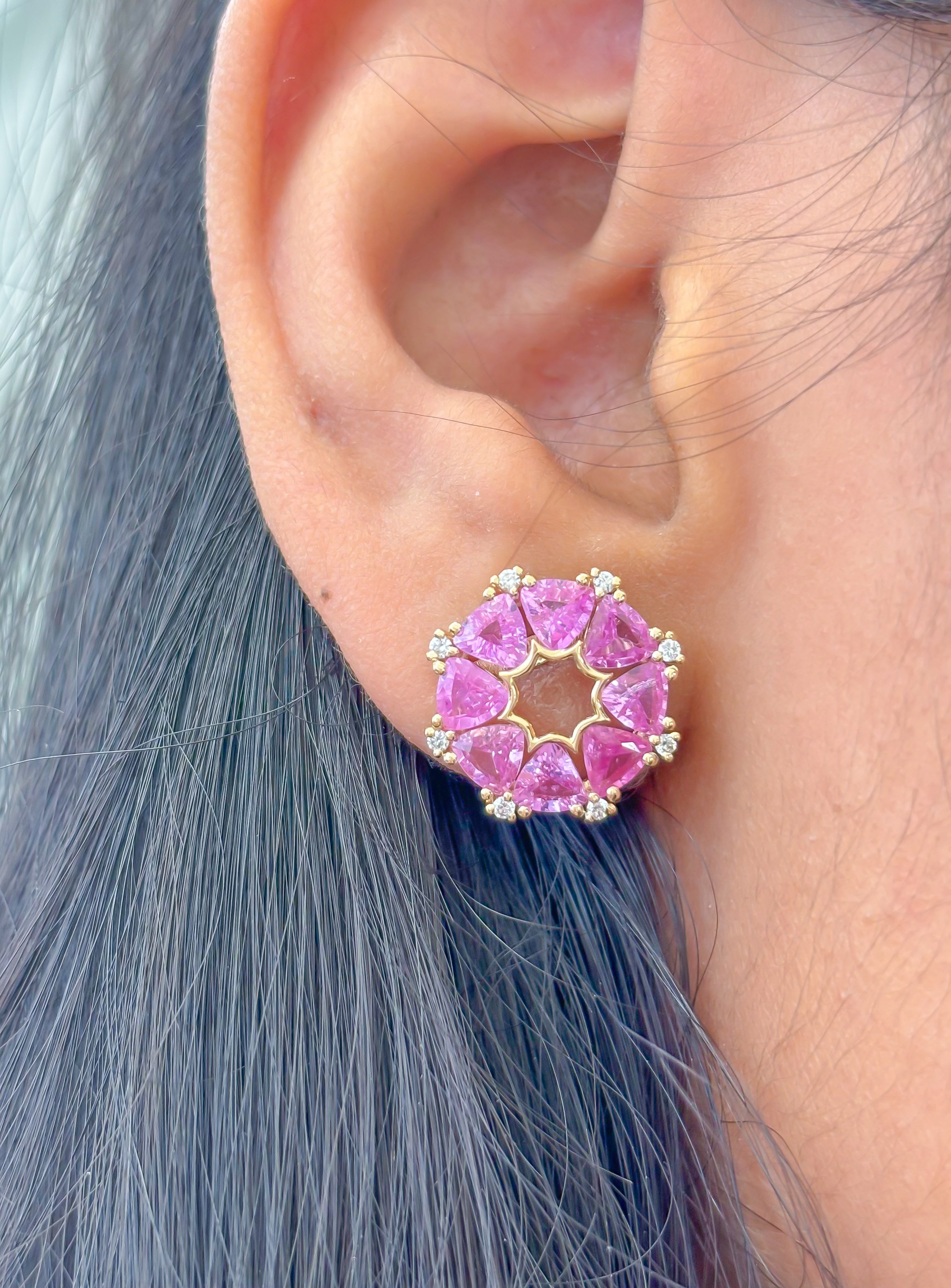 JPERG-2417/8634 Pink Sapphire Diamond Earring | 14K