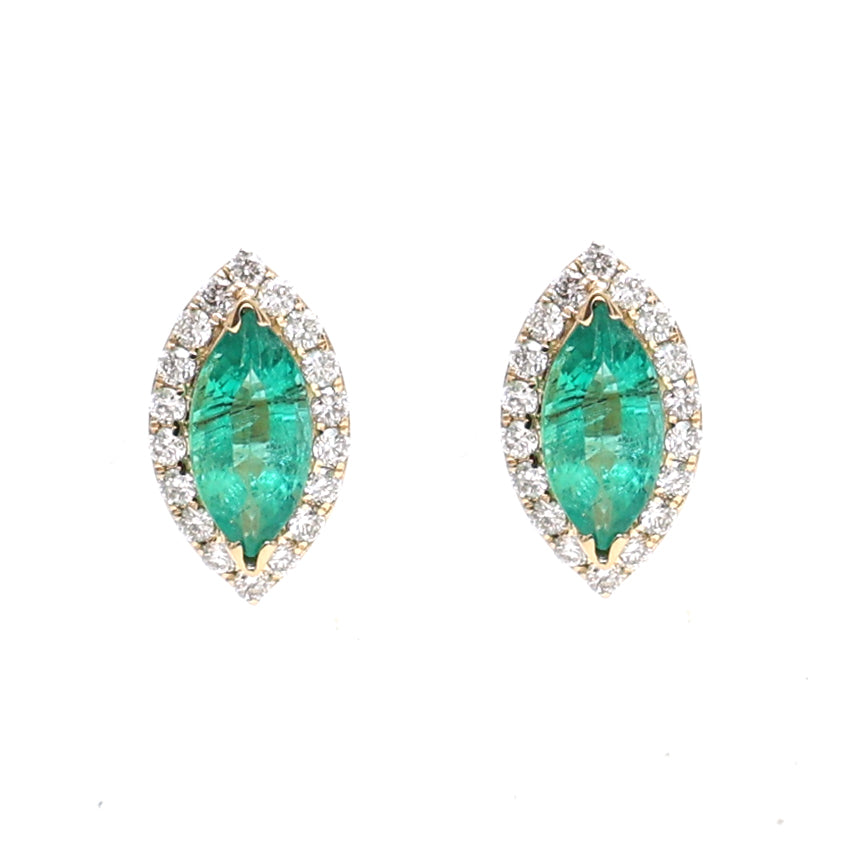 JPERG-2418/8635 Emerald Diamond Earring | 18K