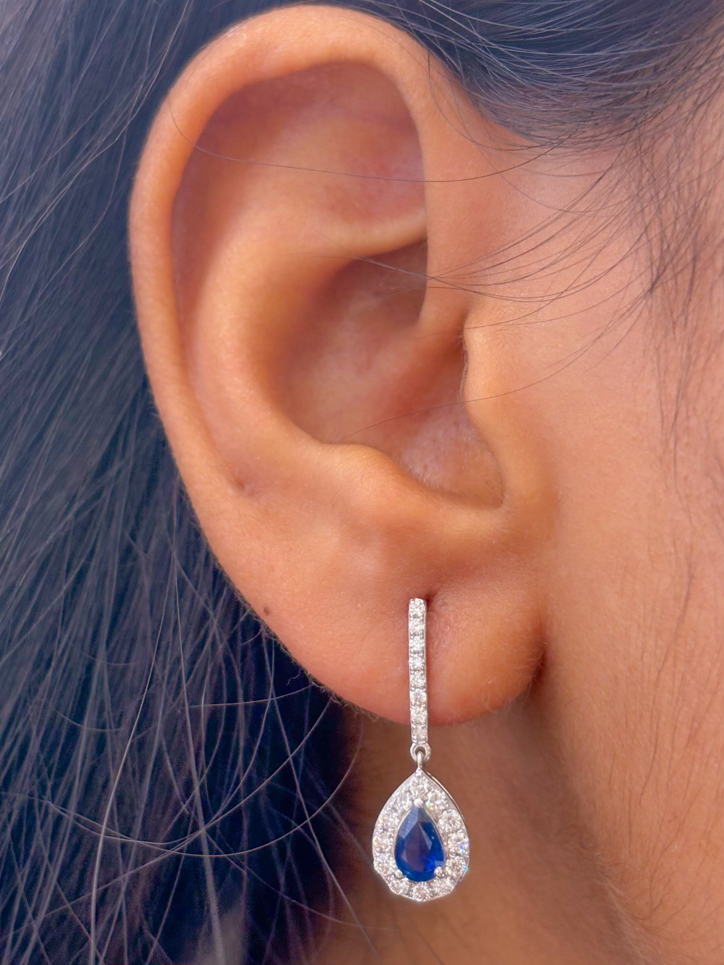 JPERG-2424/8789 Blue Sapphire Diamond Earring | 18K