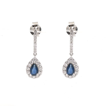 JPERG-2424/8789 Blue Sapphire Diamond Earring | 18K
