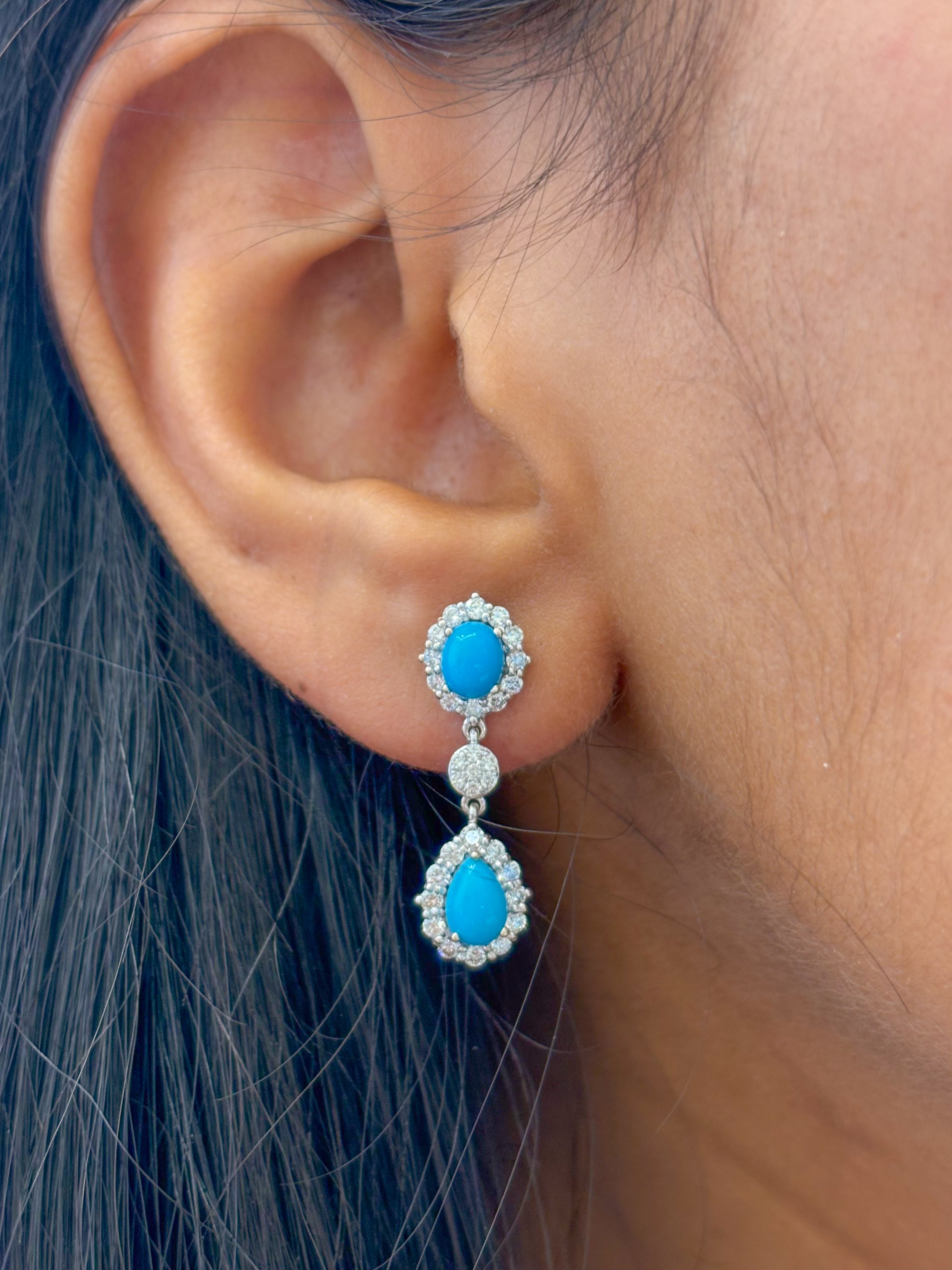 JPERG-2427/8792 Turquoise Diamond Earring | 18K
