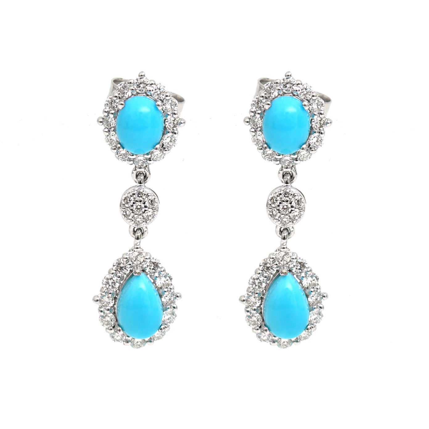 JPERG-2427/8792 Turquoise Diamond Earring | 18K