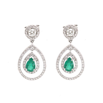 JPERG-2428/8794 Emerald Diamond Earring | 18K
