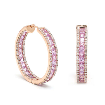 JPERG-254/1166 Pink Sapphire Hoops Earring | 18K