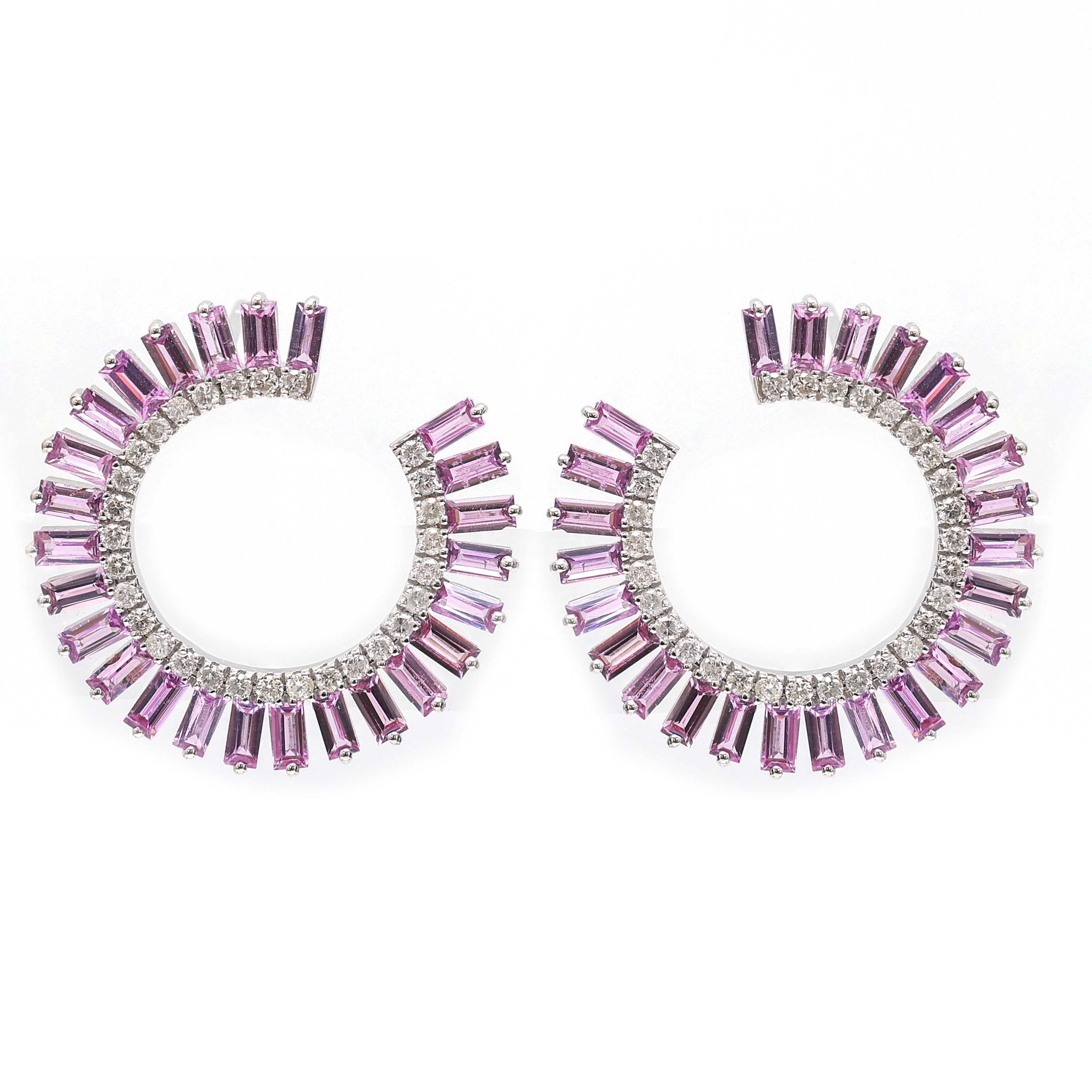 JPERG-277/1181 Pink Sapphire Hoops Earring | 18K
