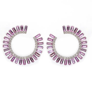 JPERG-277/1181 Pink Sapphire Hoops Earring | 18K