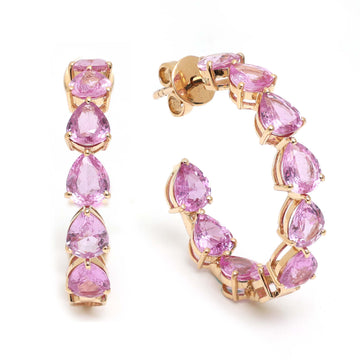 JPERG-315/1821 Pink Sapphire Hoops Earring | 18K
