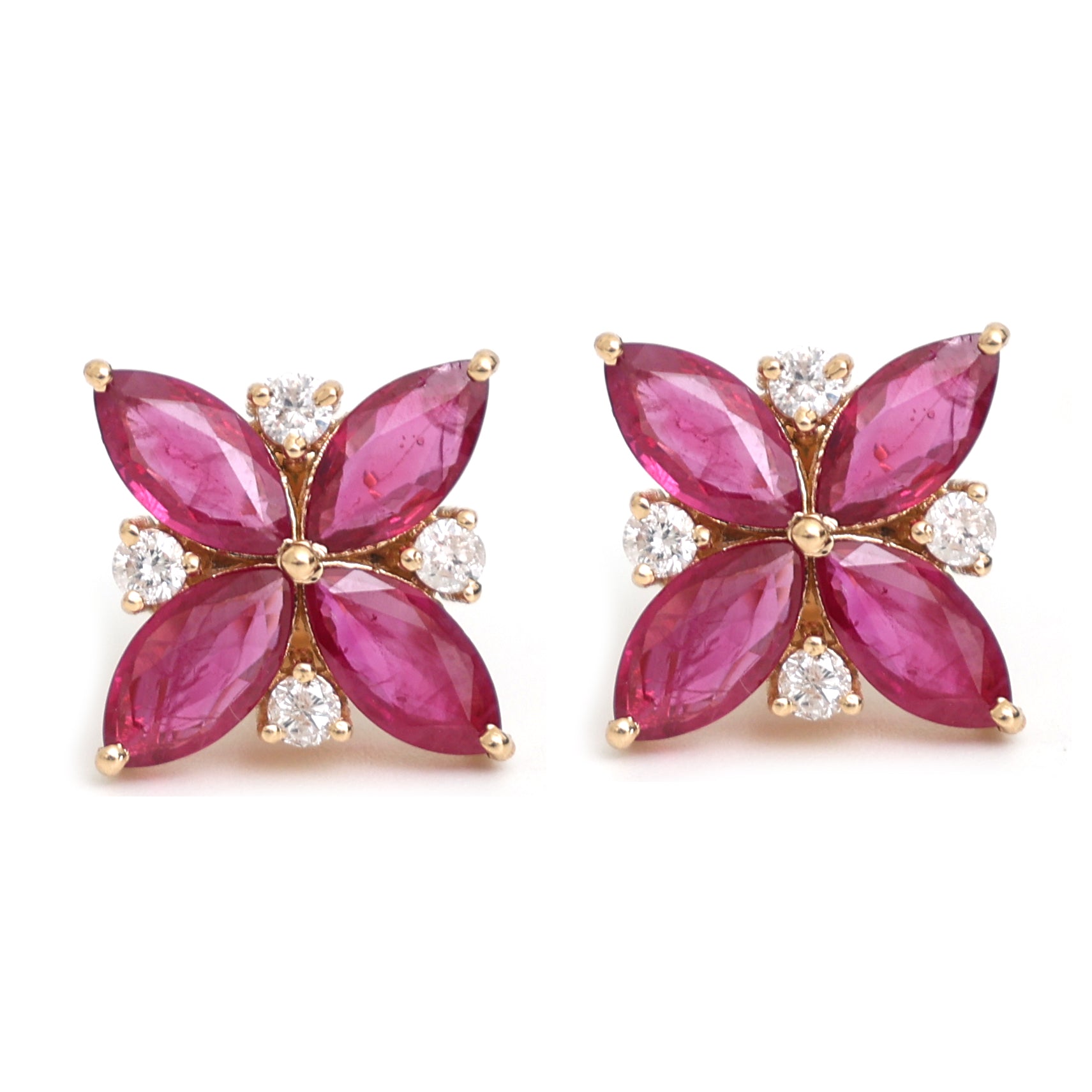 JPERG-330/1940 Ruby Marquise With Diamond Studs Earring | 18K