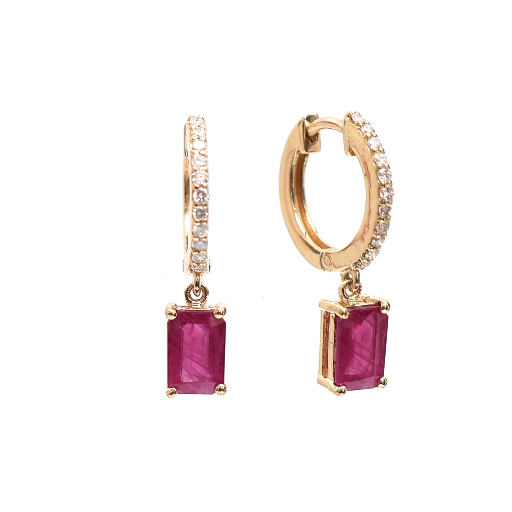 JPERG-337/1966 Ruby Octagon With Diamond Hoops  Earring | 18K