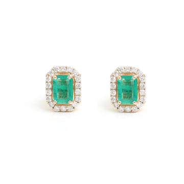 JPERG-3435/8831 Emerald Diamond Earring | 18K