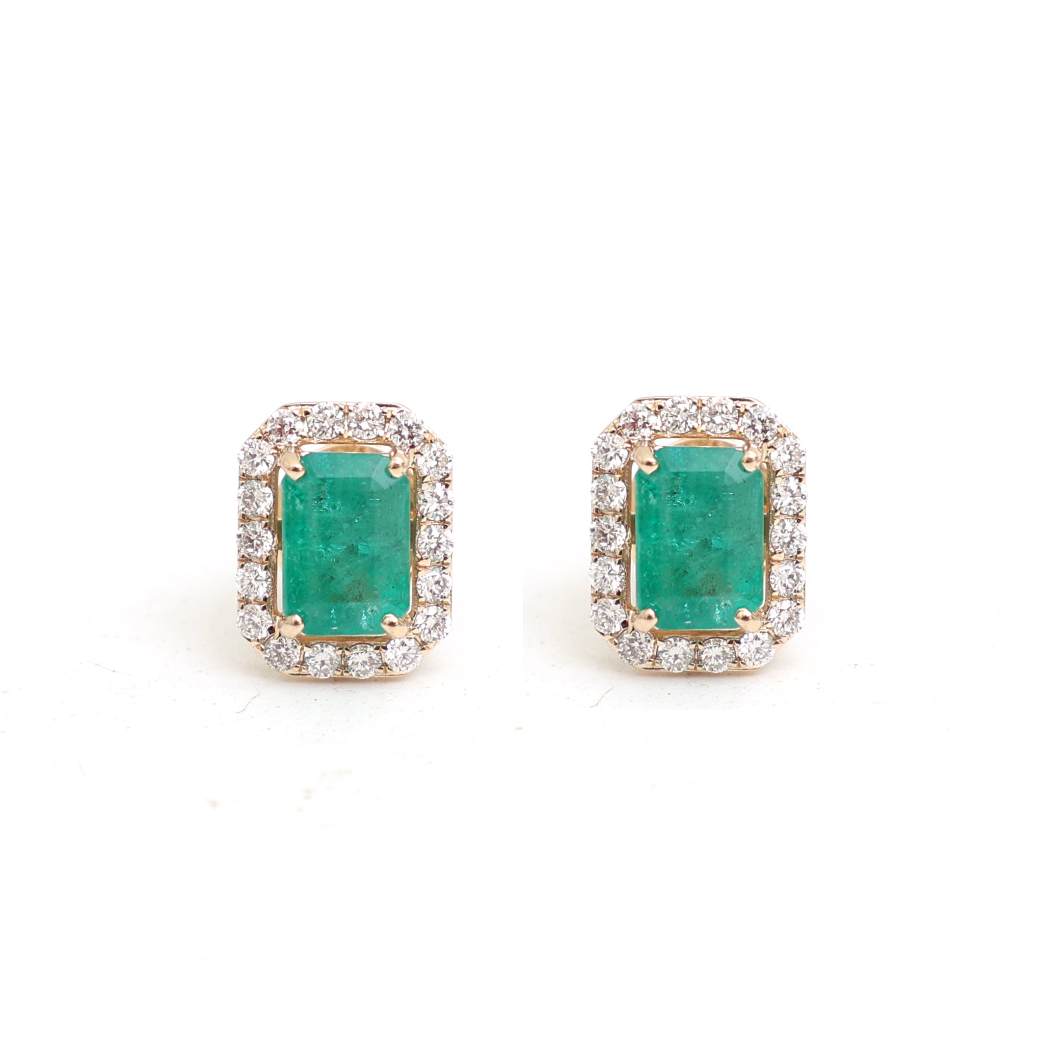 JPERG-3438/8859 Emerald Diamond Earring | 14K