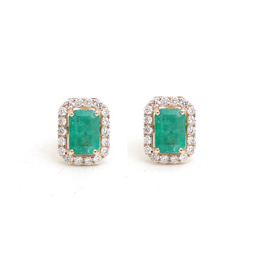 JPERG-3438/8859 Emerald Diamond Earring | 14K