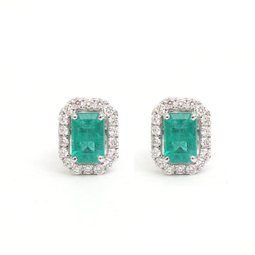 JPERG-3439/8860 Emerald Diamond Earring | 18K