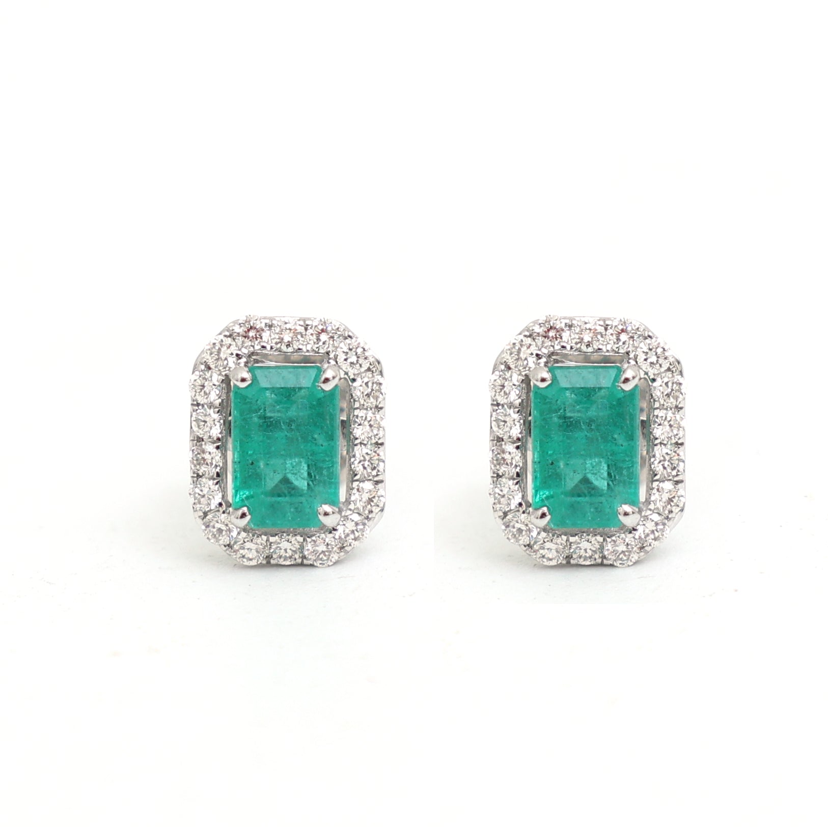 JPERG-3441/8862 Emerald Diamond Earring | 14K