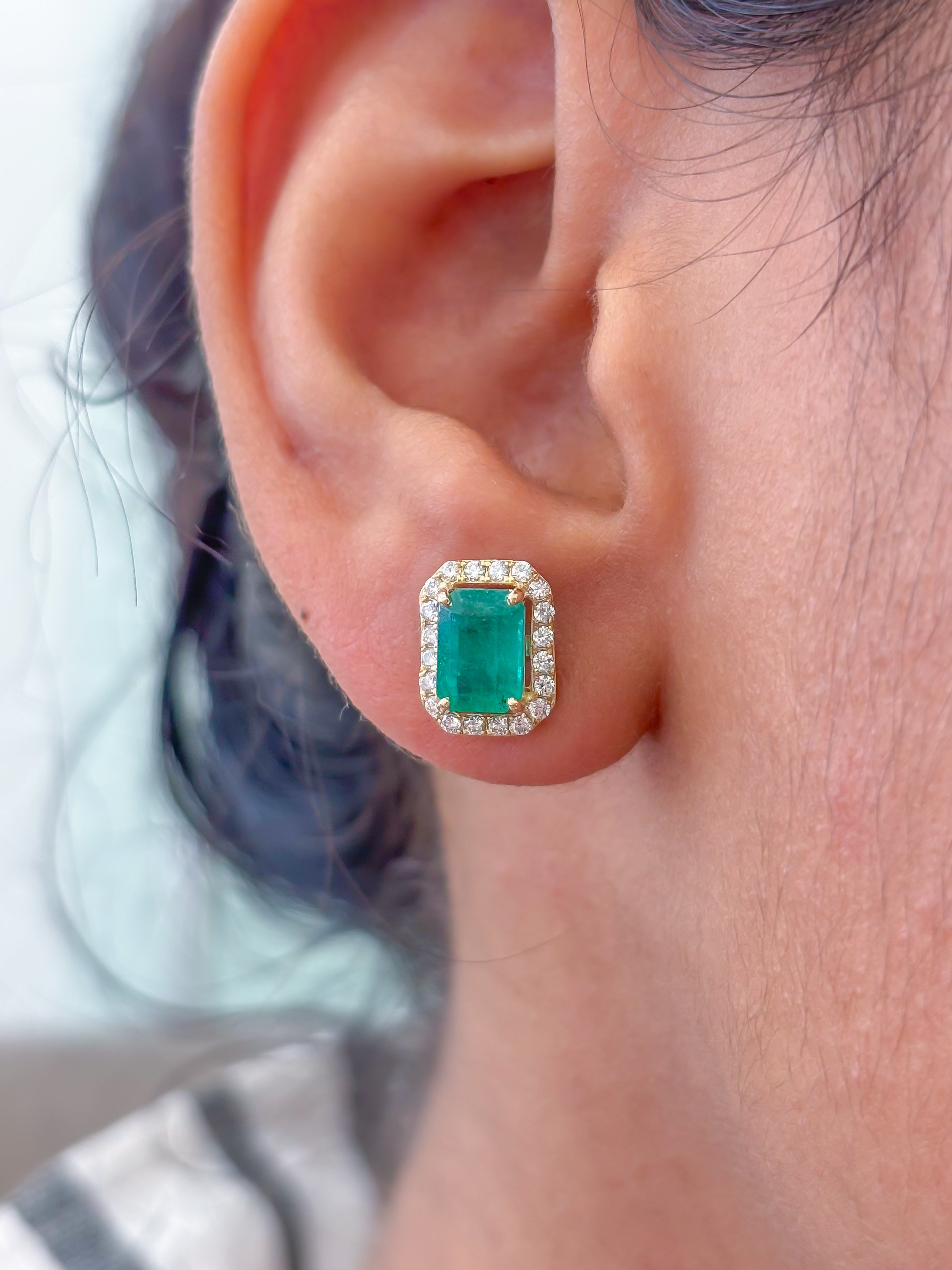 JPERG-3443/8870 Emerald Diamond Earring | 14K