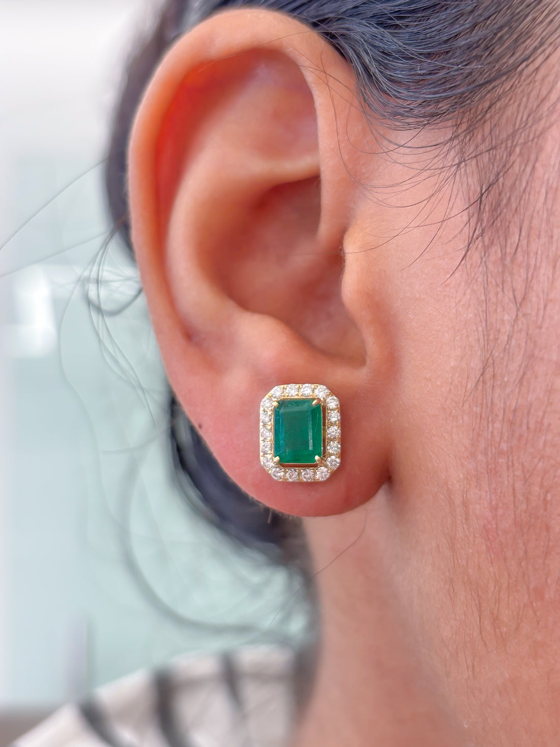 JPERG-3447/8873 Emerald Diamond Earring | 14K