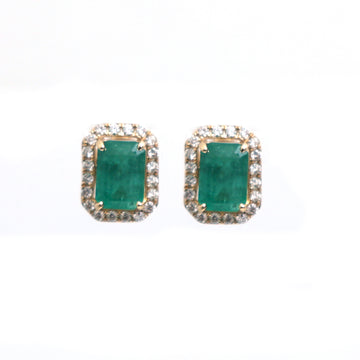 JPERG-3447/8873 Emerald Diamond Earring | 14K