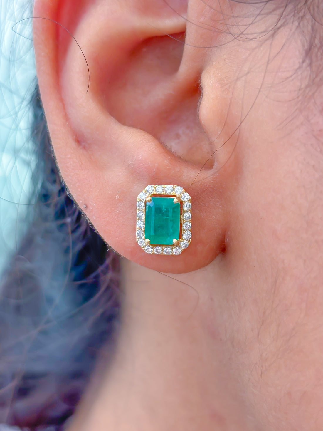 JPERG-3451/8917 Emerald Diamond Earring | 14K