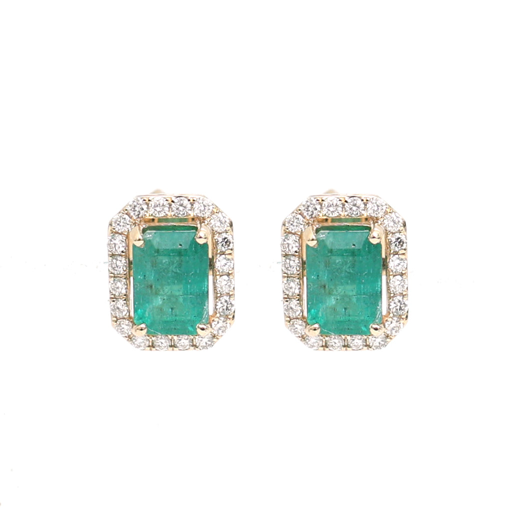 JPERG-3451/8917 Emerald Diamond Earring | 14K