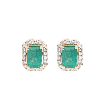 JPERG-3451/8917 Emerald Diamond Earring | 14K