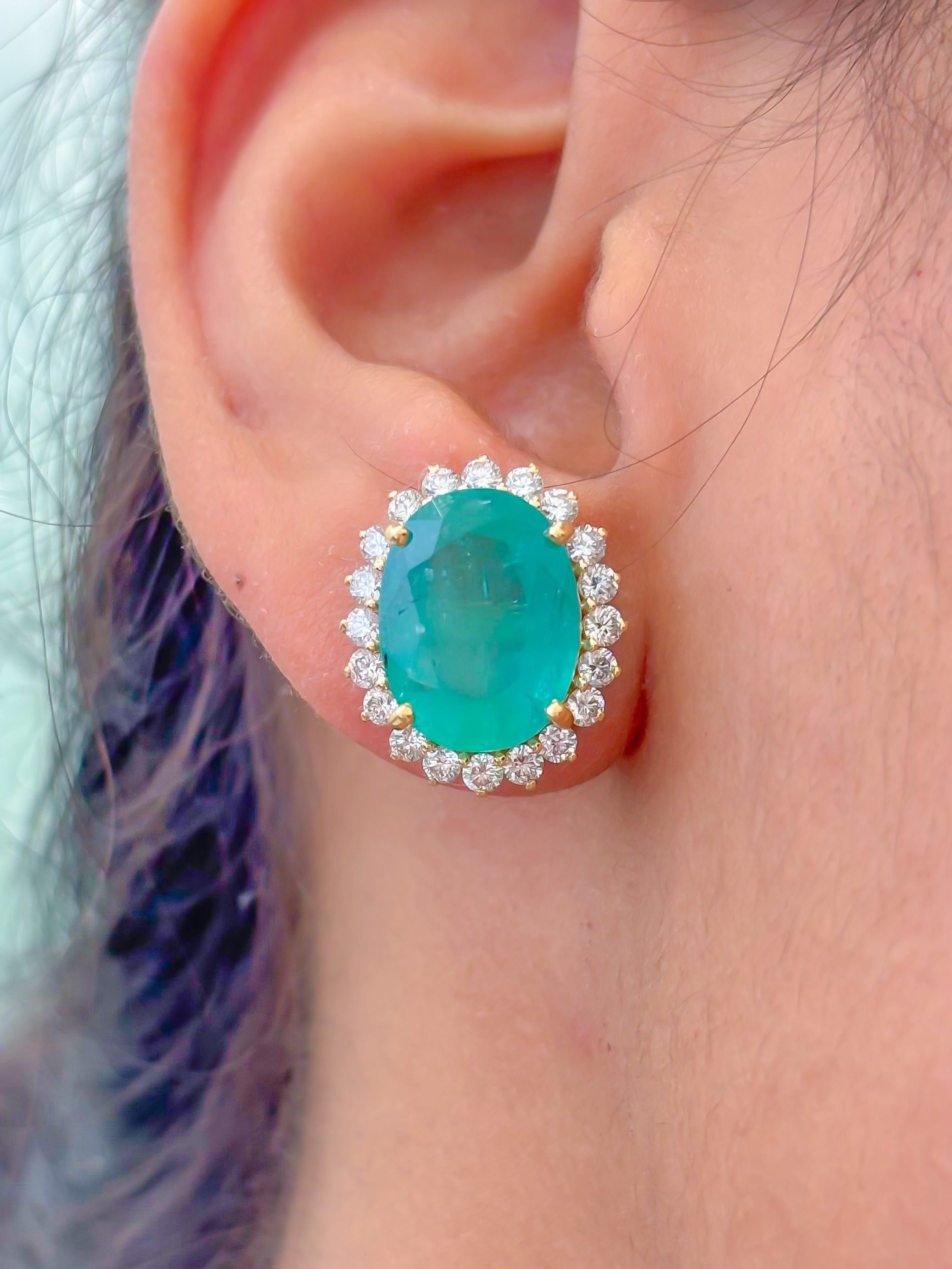 JPERG-3452/8918 Emerald Diamond Earring | 14K