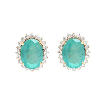 JPERG-3452/8918 Emerald Diamond Earring | 14K