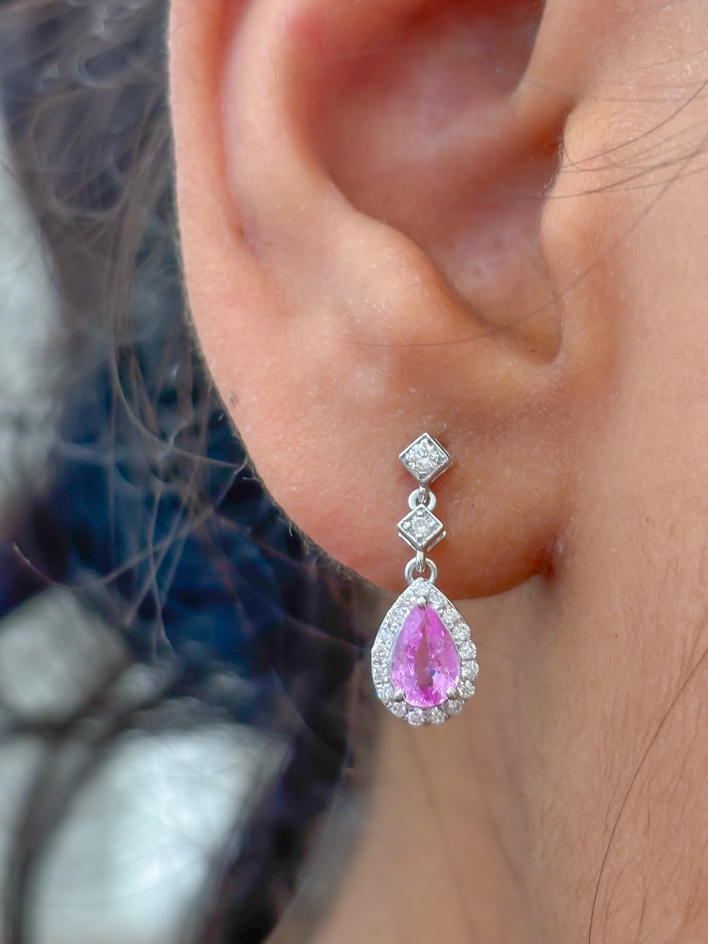 JPERG-3455/8939 Pink Sapphire Diamond Earring | 18K