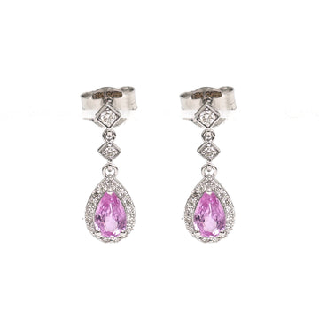 JPERG-3455/8939 Pink Sapphire Diamond Earring | 18K