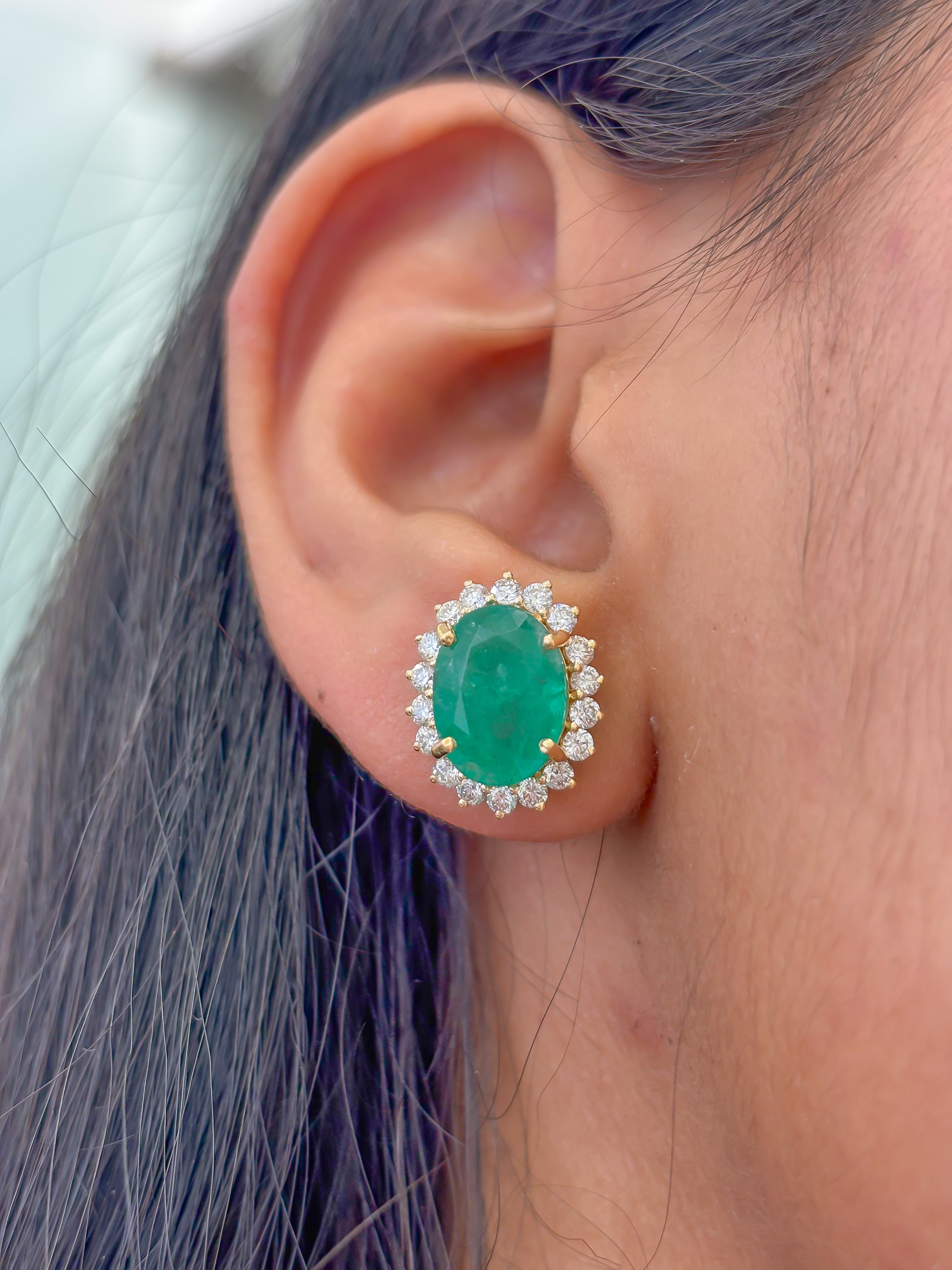 JPERG-3461/8958 Emerald Diamond Earring | 18K