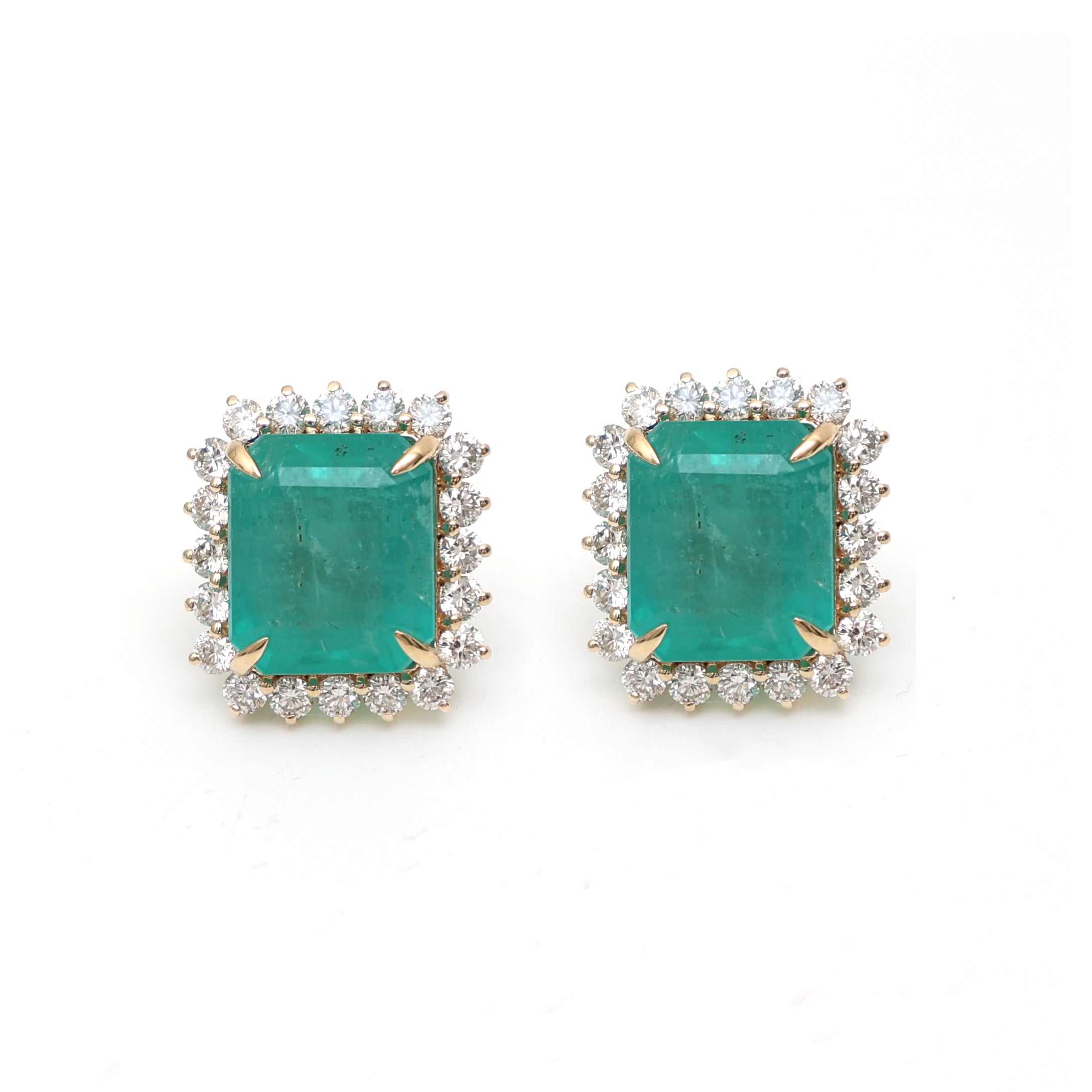 JPERG-3464/8966 Emerald Diamond Earring | 14K