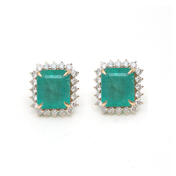 JPERG-3464/8966 Emerald Diamond Earring | 14K