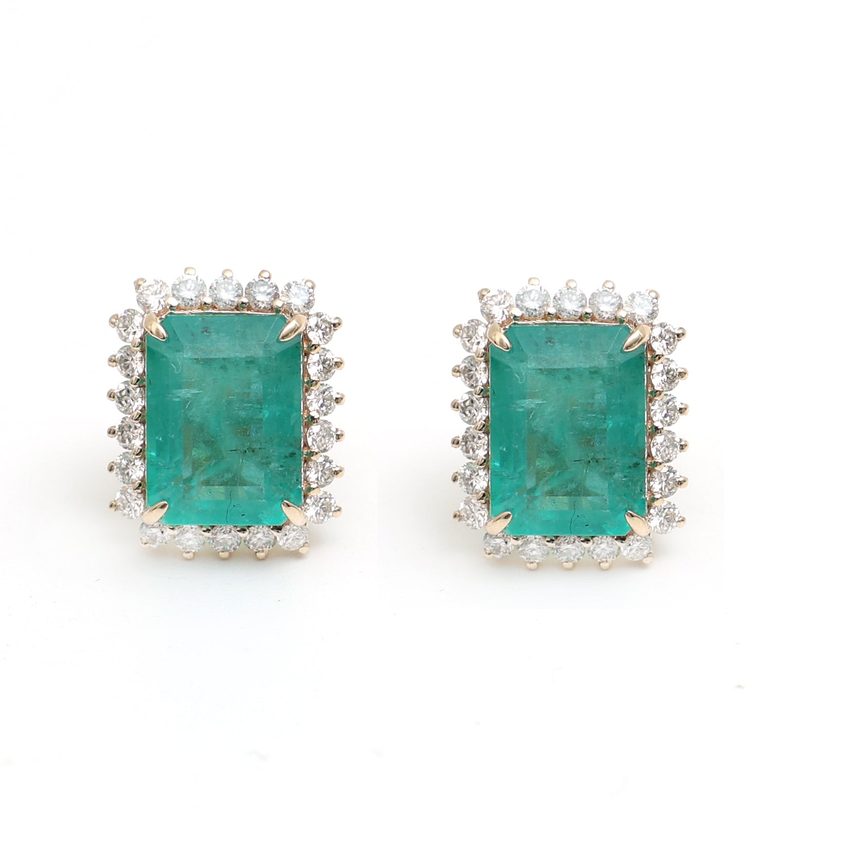 JPERG-3466/8977 Emerald Diamond Earring | 14K