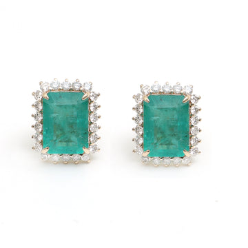 JPERG-3466/8977 Emerald Diamond Earring | 14K