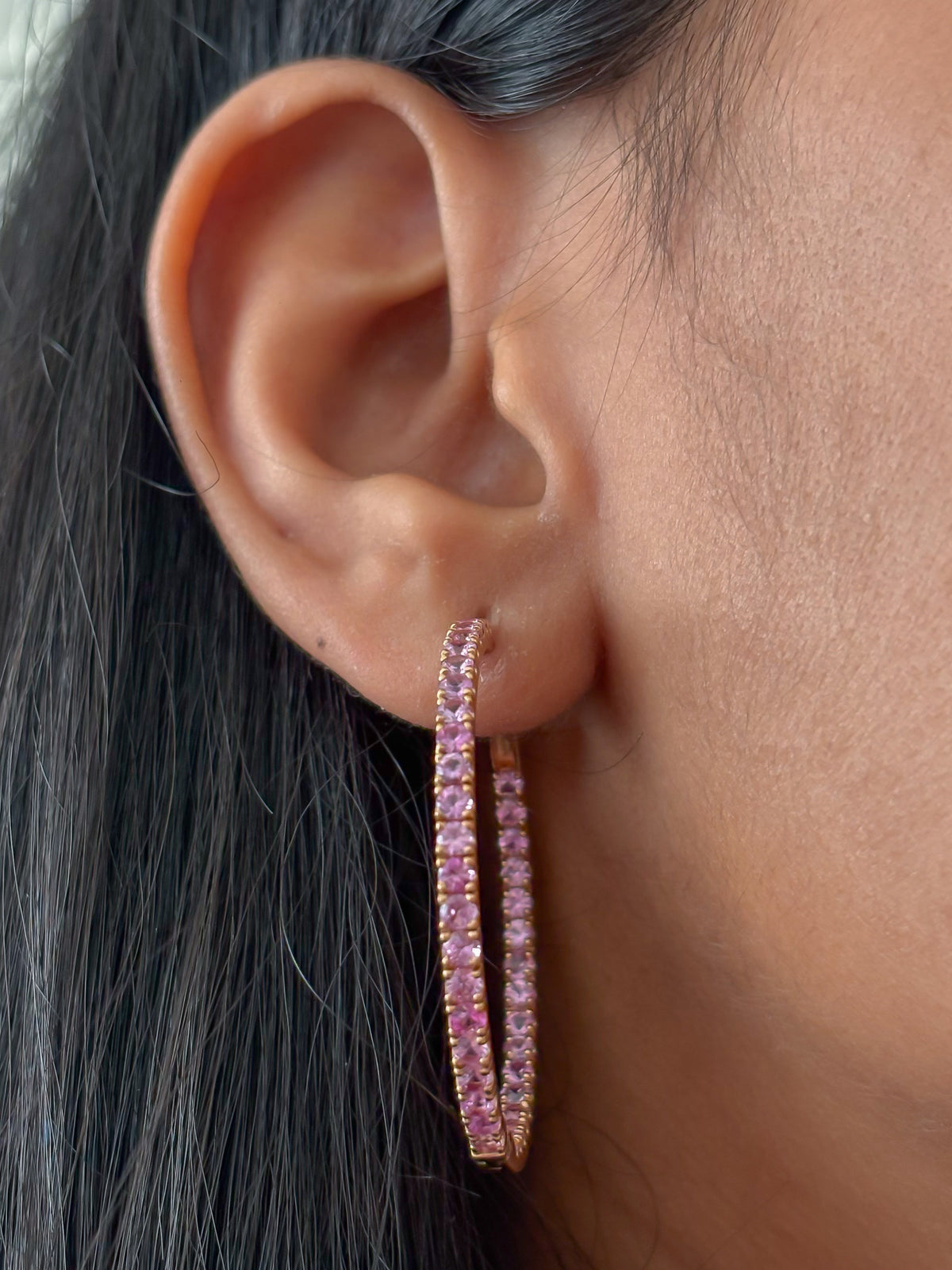 JPERG-347/2014 Pink Sapphire Hoops Earring | 18K