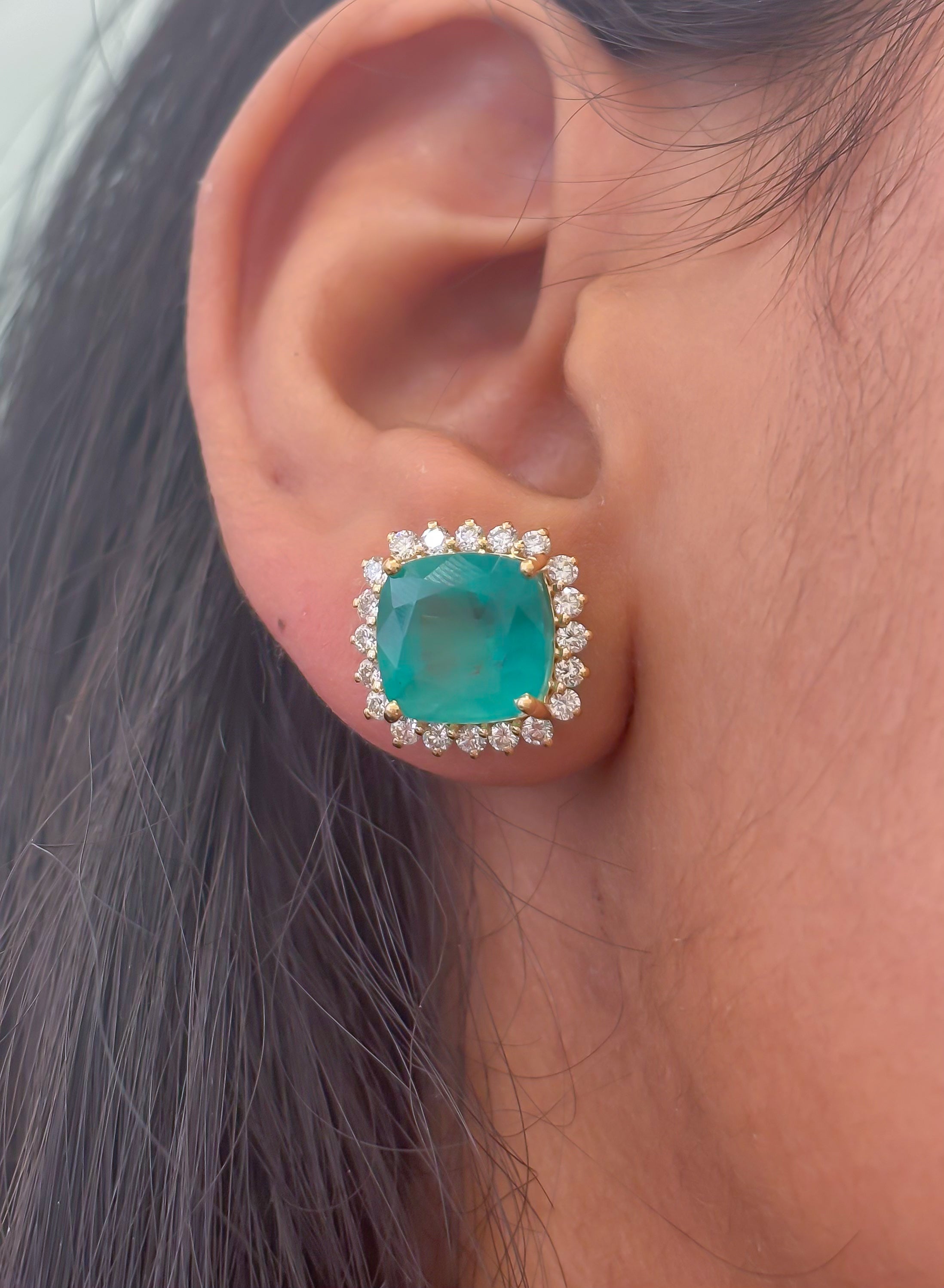 JPERG-3471/8992 Emerald Diamond Earring | 14K